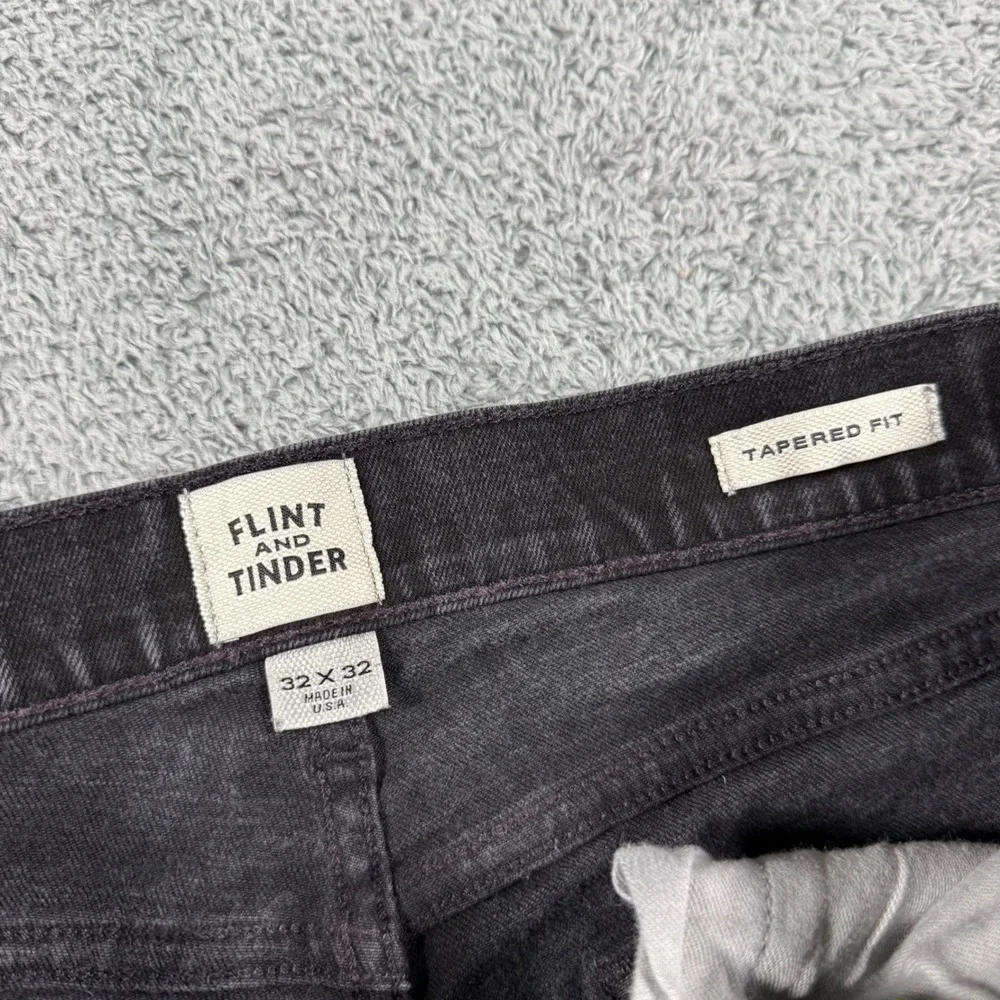 Flint and Tinder Tapered Fit Jeans Mens 32x32 Black Made in USA Denim Pants
